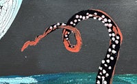 a painting of an octopus and a moon