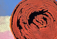 a painting of a tree trunk with a circle in the middle