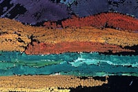 a painting of a colorful landscape with a black background