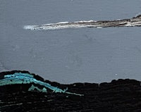 a painting of a mountain with a blue sky