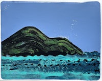 a painting of an island in the ocean